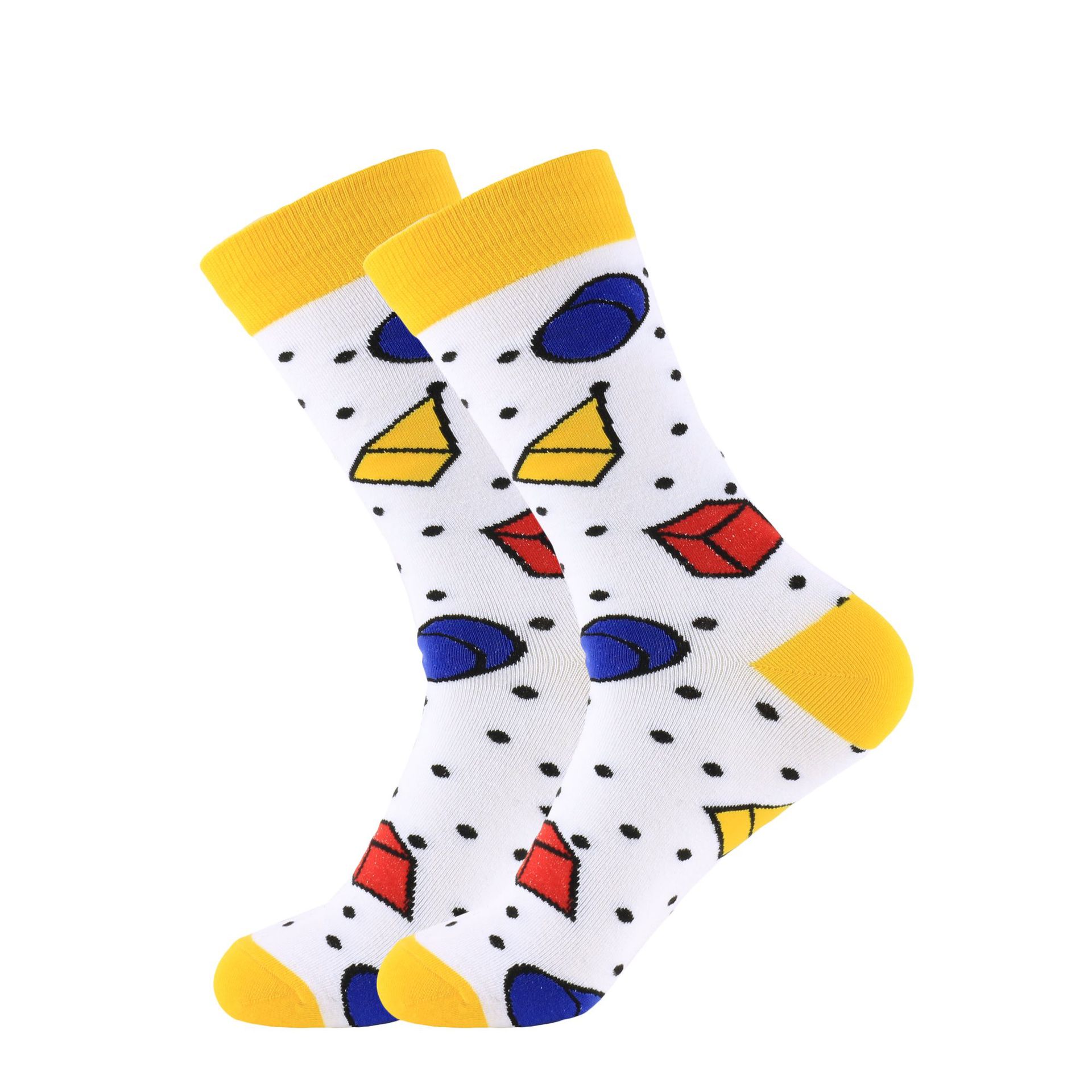 Colorful Geometric Dot Block Male And Female Couple Cylinder Socks Socks Wholesale